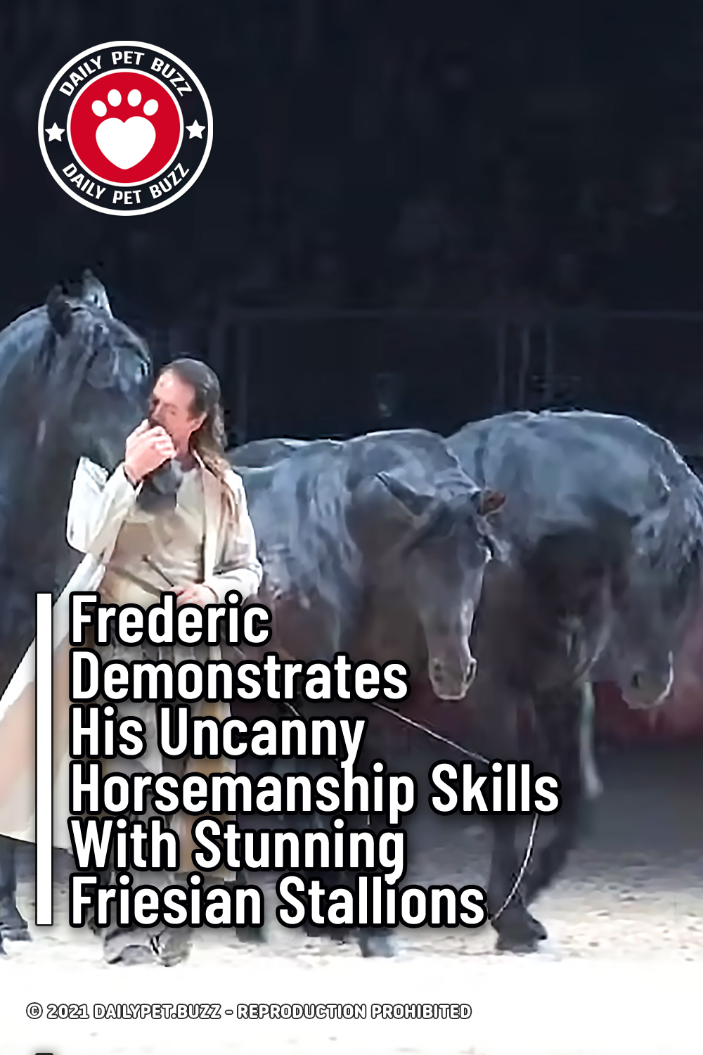 Frederic Demonstrates His Uncanny Horsemanship Skills With Stunning Friesian Stallions