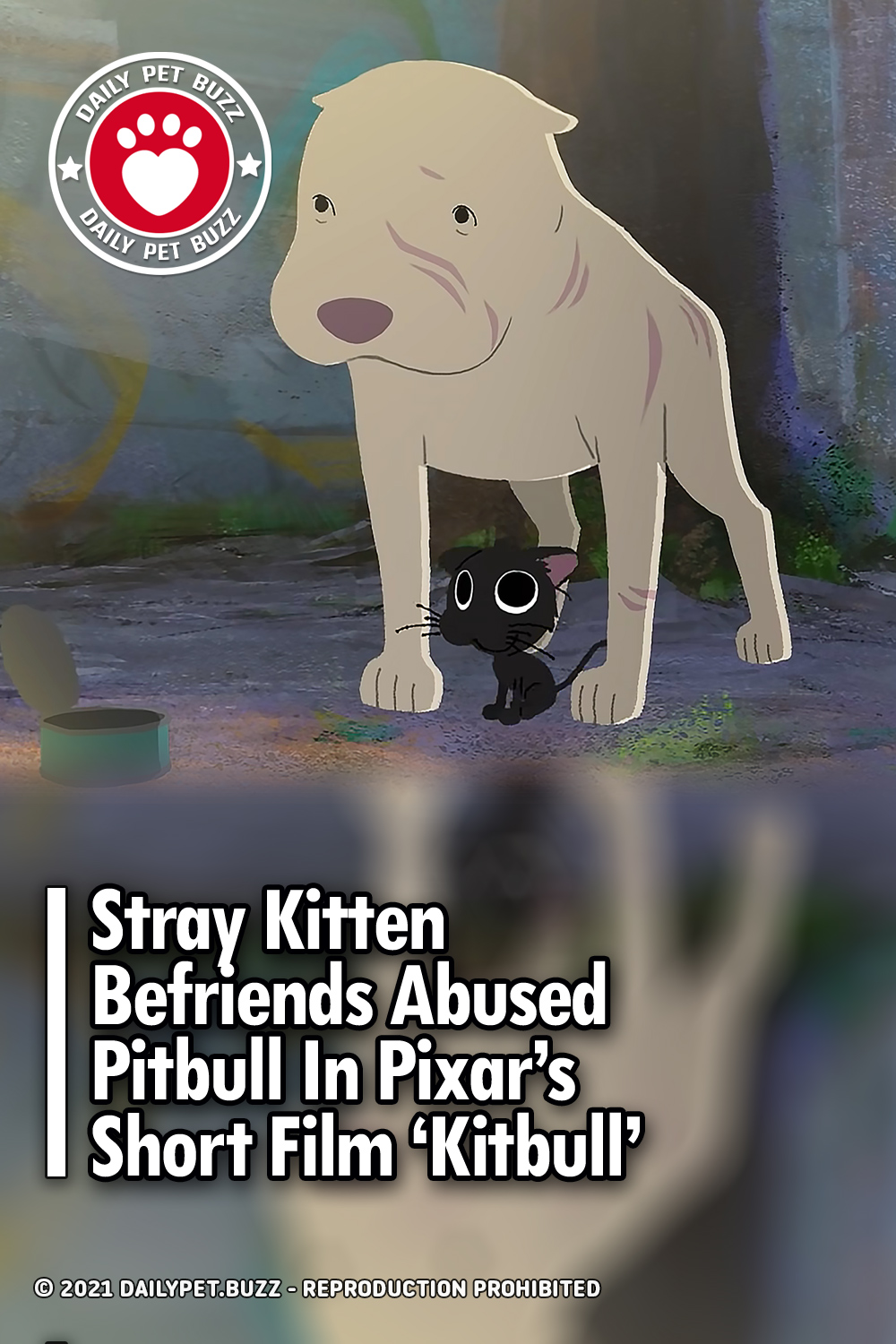 Stray Kitten Befriends Abused Pitbull In Pixar’s Short Film ‘Kitbull’