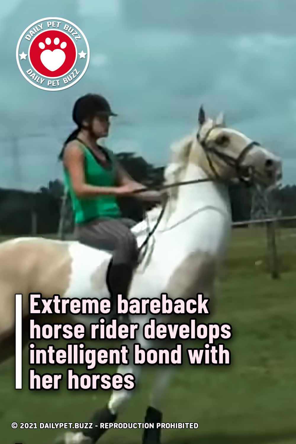 Extreme bareback horse rider develops intelligent bond with her horses