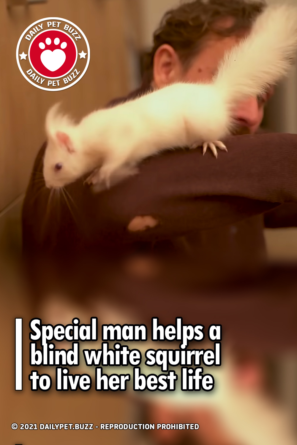 Special man helps a blind white squirrel to live her best life