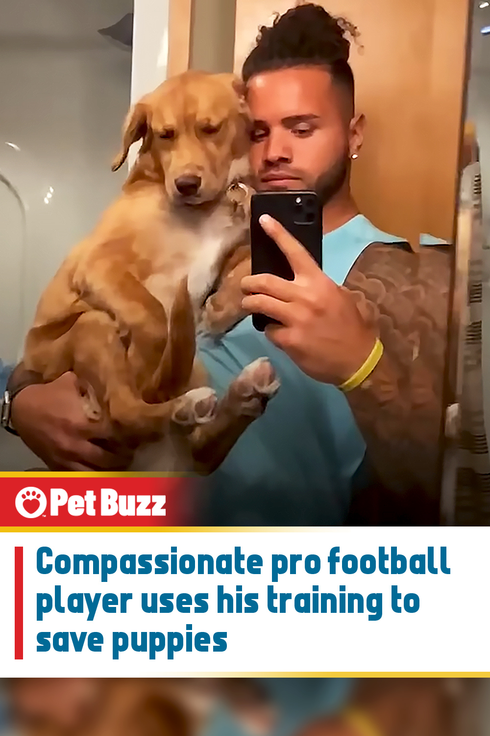 Compassionate pro football player uses his training to save puppies