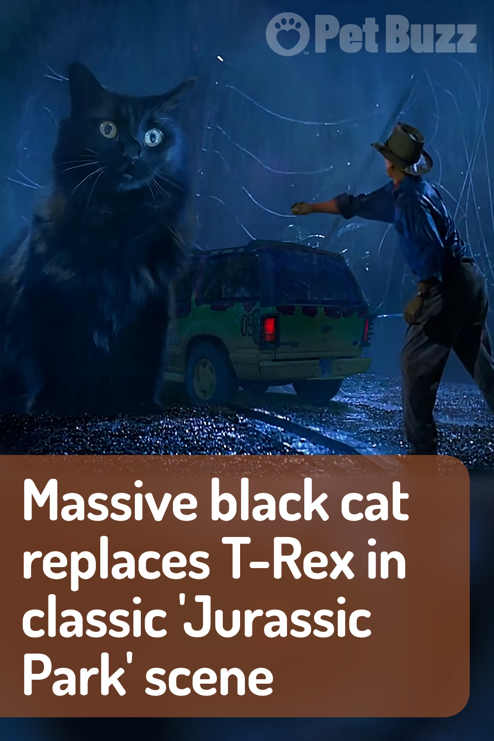 Massive black cat replaces T-Rex in classic ‘Jurassic Park’ scene