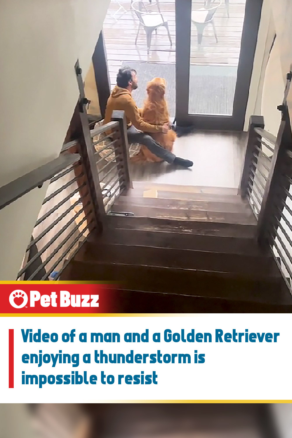 Video of a man and a Golden Retriever enjoying a thunderstorm is impossible to resist