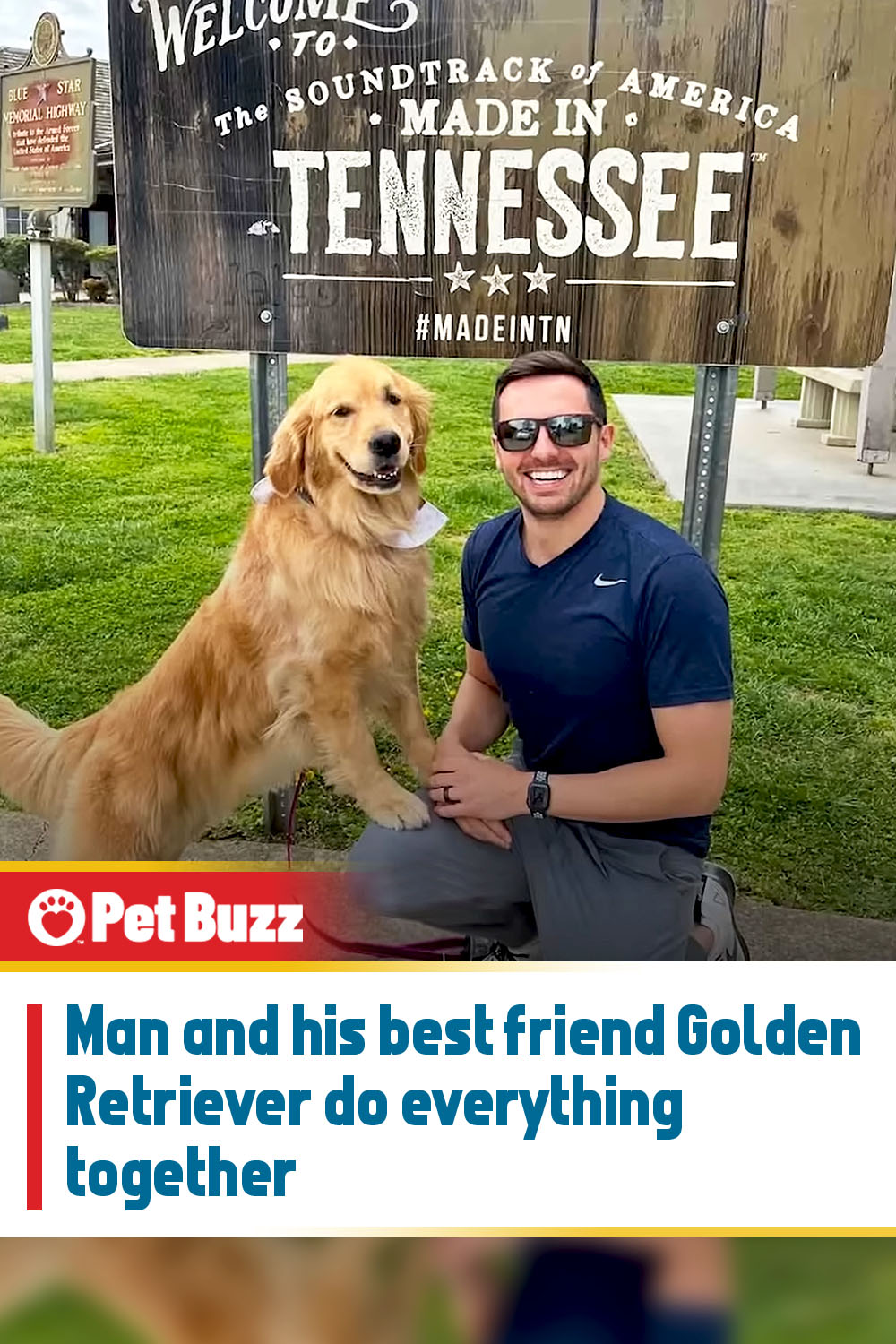 Man and his best friend Golden Retriever do everything together
