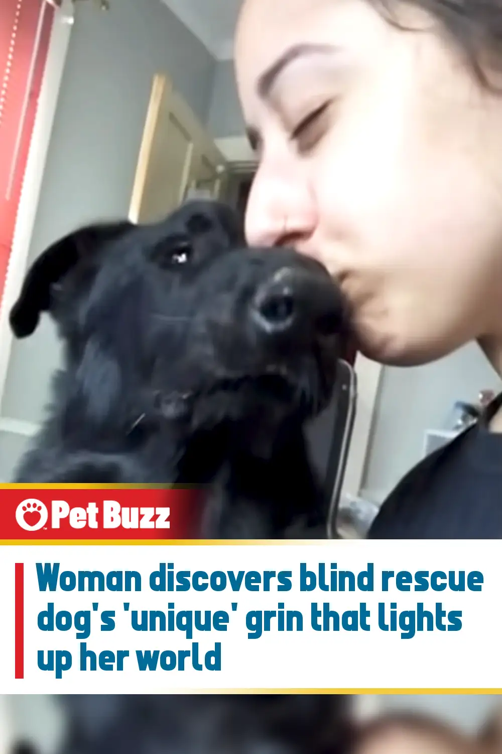 Woman discovers blind rescue dog\'s \'unique\' grin that lights up her world